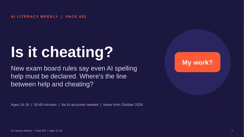 Title slide of the Is it cheating? slide deck about AI and the exam board rules